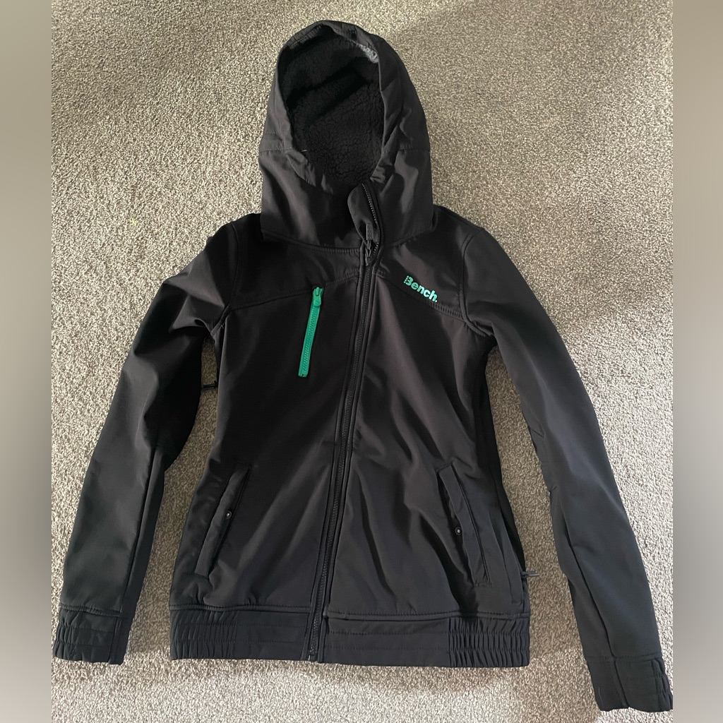 Bench Women's Black Jacket With Green Accents